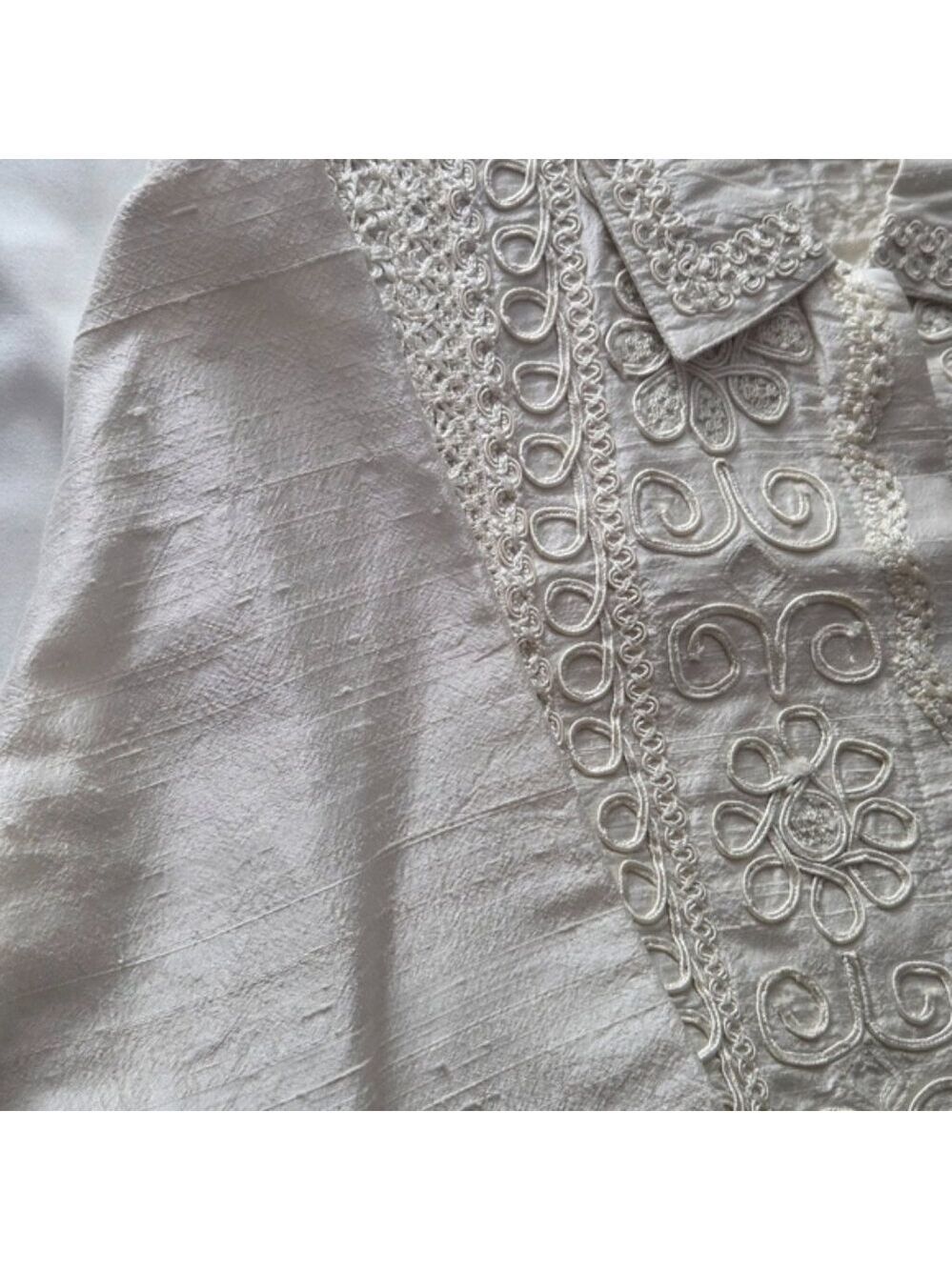 Wearable Art Coldwater Creek Silk Embroidered Jacket Petite Large - Picture 5 of 9